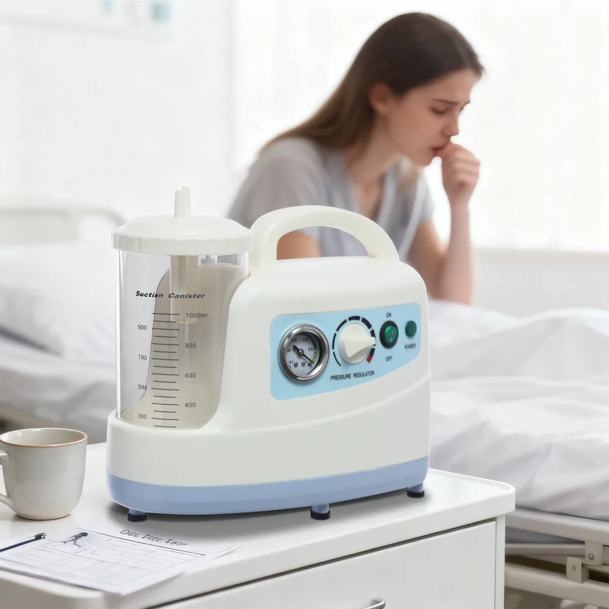 Aspirateur de mucosités portable blanc, bocal 1000 ml
