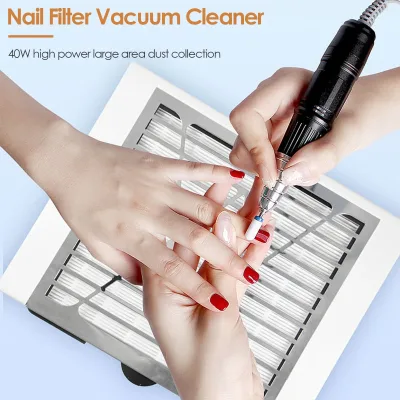 Aspirateur de poussière d'ongles 40 W blanc et rose – image 3