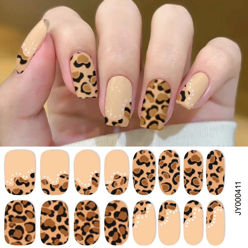 Autocollants ongles en gel semi-durci motif léopard