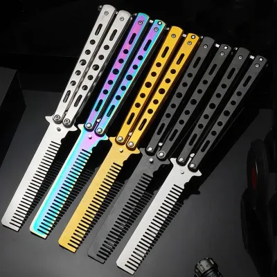 Peigne pliable en acier inoxydable pour barbe