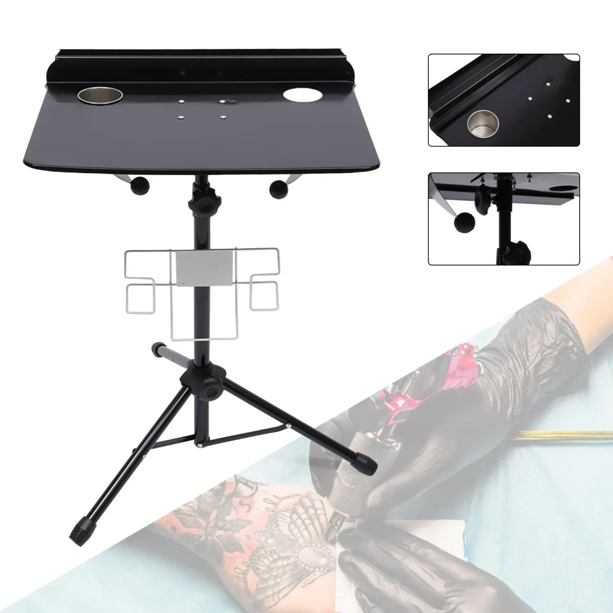 Support d'accoudoir de tatouage pliable en acier