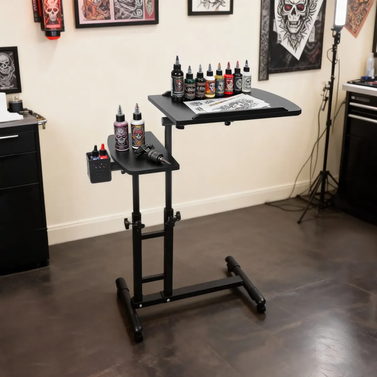 Support de bras réglable noir pour tatouage