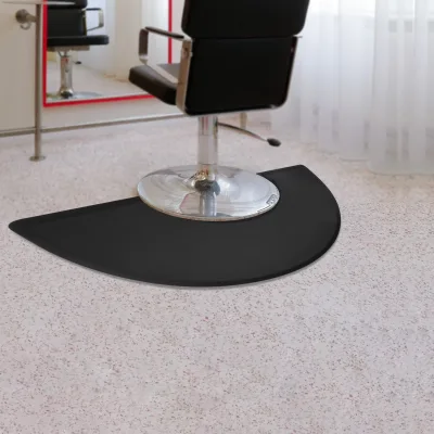 Tapis de sol antidérapant noir pour poste de coiffure