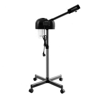 Vaporisateur facial électrique noir sur pied à roues